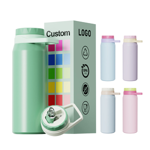 Gobelet <span class=keywords><strong>isotherme</strong></span> 24oz 32oz avec poignée et paille, compatible voiture, en acier inoxydable, passe au lave-vaisselle, s'adapte aux porte-gobelets, logo personnalisé, vente en gros - Product Image 2