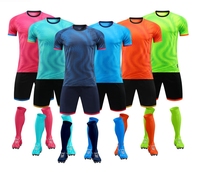 Maillots de football unisexes personnalisés, ensembles d'uniformes d'équipe, tricotés 100% polyester, respirants, écologiques, anti-plis, manches courtes