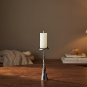 <b>Night</b> Edit Candle <b>Stand</b> Durable Home Decoration Metal Candle Holder Tall Textured Base White Candle Included - Product Image 6