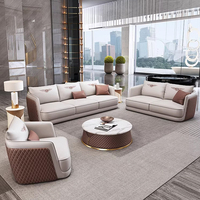 Ensemble de canapés carrés en similicuir de luxe moderne avec rembourrage en éponge pour les halls d'hôtel et les zones de réception des bureaux