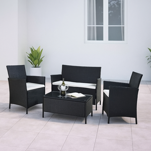 Bộ bàn ghế mây nhựa ngoài trời giá rẻ 4 món, khuyến mãi, dùng cho sân vườn, ban công - Product Image 1