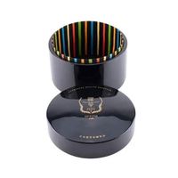 Boîte Cylindrique de Luxe Ronde en MDF avec Logo Personnalisé, Finition Noire Brillante et Doublure Colorée pour Emballage Cadeau de Sachets de Thé, Bonbons et Chocolats
