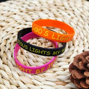 สายรัดข้อมือซิลิโคนสำหรับความเชื่อทางศาสนา กำไลข้อมือยางหลากสีสัน กำไลข้อมือยางคริสเตียนสร้างแรงบันดาลใจ ของขวัญสำหรับผู้ชายและผู้หญิง - Product Image 2