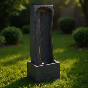 Fuente de Agua para Exteriores de 38.58 Pulgadas de Altura, Diseño Elegante en Piedra, Modelo de 1 Nivel D0100XU6DBU - Product Image 2