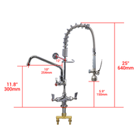 Robinet de pré-évier pour lave-vaisselle 1,42 GPM, robinet de cuisine à double poignée extractible en laiton, à montage sur plan, de type industriel