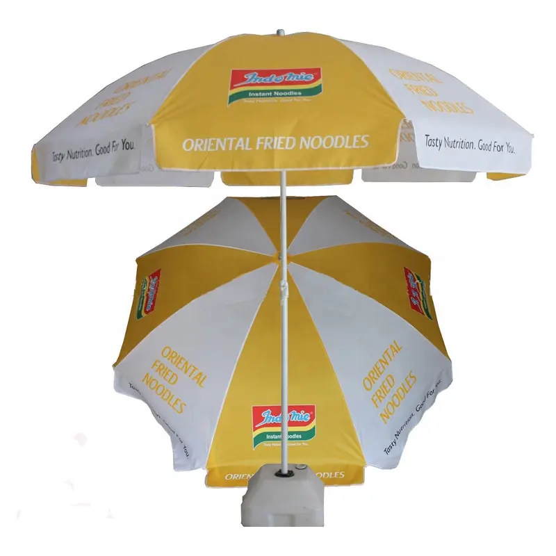 Custom Logo Gedrukt Reclame Grote Tuin Parasol Sterke Solar Strand Paraplu