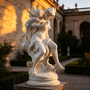 Statua <span class=keywords><strong>di</strong></span> <span class=keywords><strong>Venere</strong></span> e Cupido in Marmo Bianco per Giardino <span class=keywords><strong>di</strong></span> Villa Europea Classica, Dimensioni Personalizzabili - Product Image 4