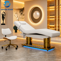 Table de massage et lit de beauté en acier inoxydable doré à 4 moteurs, personnalisable en gros, pour salon, lit de spa électrique pour soins du visage