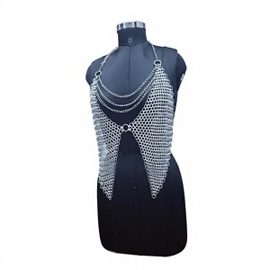 Armure de mode en maille d'acier inoxydable plaqué argent, forme irrégulière, design soudé - Product Image 3