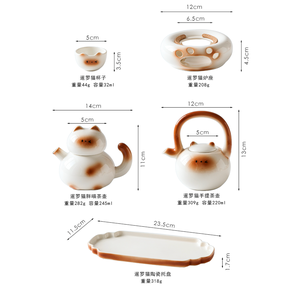 Juego de Té de Cerámica con Diseño de Gato Siamés, Taza, Bandeja y Tetera - Regalo para el Hogar, Oficina o Recepción - Product Image 6
