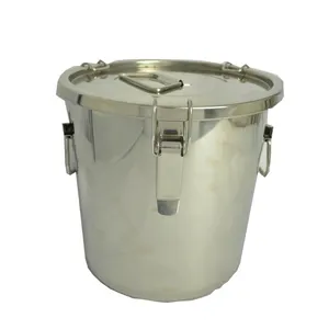 `12 - 30 Liters Portable Stainless Steel Milk Can Food Transfer Storage Buckets with Sealing Lid Milk Bucket