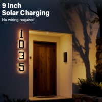 Plaque de porte solaire LED 9 pouces avec numéro d'adresse, étanche, pour extérieur, design pour une visibilité facile, lumière décorative