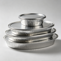 Conteneur rond en aluminium épais de 9 pouces, jetable, avec couvercle, pour la restauration à emporter, logo personnalisé, vente en gros