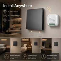 Interrupteur mural sans fil RF Qichip Intellect auto-alimenté, étanche, 1 gang 1 voie, style luxueux, IP44, AC 110V-250V