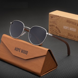 Gafas de Sol Redondas de Madera de Nogal Hechas a Mano HOPE WOOD 2025, Gafas de Sol Steampunk Polarizadas para Hombre y Mujer 5519 - Product Image 1