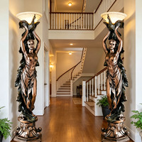 Lampe sur pied en bronze coulé, sculpture de dame, style européen classique, pour décoration de patio de villa, sur mesure