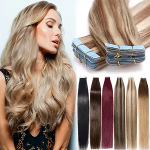 Großhandel Tape Blonde 24 Zoll menschliches natürliches Haar verlängert Verlängerungen Cabello Ombre Raw Virgin Remy 100 menschliche Remy Haar verlängerungen