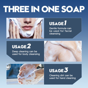 Savon Solide 3-en-1 Contrôle Sébum Hommes Adultes Marque Blanche 100g Formule Douce Nettoyage Profond Hydratant Soin Peau Fait Main Visage Mains - Product Image 5