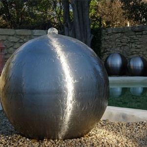 Fontaine de <span class=keywords><strong>jardin</strong></span> moderne en acier inoxydable de 1000 mm de diamètre, élément aquatique extérieur en forme de sphère, finition polie, étanche, style Art Déco - Product Image 6