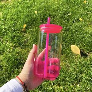Custom logo 16oz BPA Free Ombre <b>Jelly</b> Glass Blank Sublimation <b>clear</b> Transparent Can Shaped Drinkware with Lid for Vinyl - Product Image 3