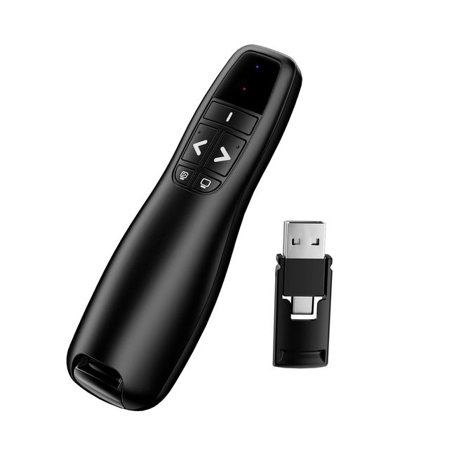 R400 Type C Wireless Presenter Laser Pointer AAA Battery USB/USB-C Receiver 100m Range Page Up/Down PowerPoint Meetings CE