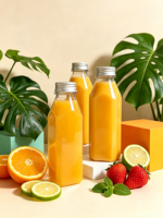 Bouteille carrée transparente en PET de 350 ml de qualité alimentaire avec couvercle à vis en aluminium vide pour l'emballage de jus, de lait et de thé