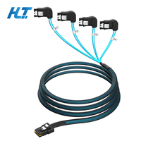 Cable Mini SAS SFF-8087 a 4 x SATA 3.0 con Conector Izquierdo, 6 Gbps, Cable de Datos Interno para Servidor, para Tarjeta RAID HBA, Conexión de 4 SATA HDD SSD