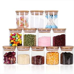 Wholesale Kitchen Ingredients Storage With Kitchen 12 Piece 180ml Borosilicate Glass Spice Storage Jars Set With Bamboo Lid