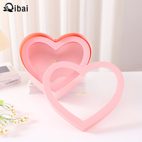 Caja de Regalo en Forma de Corazón de Color Sólido Qibai, Caja de Dulces para Boda con Doble Cubierta Transparente de PVC, Jabón de Flores para el Día de San Valentín