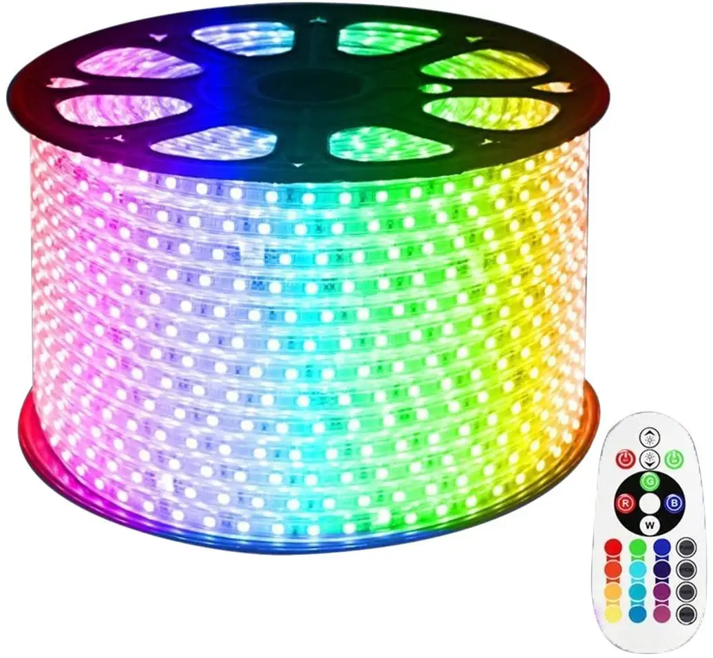 AC 110V/220V LED Strip RGB Silicone Extrusion LED Strip 50m Flexible LED Tape IP67 Waterproof Outdoor Color Changing Light Strip