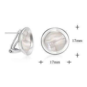 Koreaanse stijl 925 zilveren naald-opaal oorringen voor dames, schelp- en eenvoudig clipdesign - Product Image 2