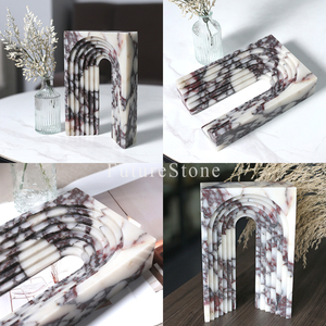 Sujetalibros de adorno de mármol de <span class=keywords><strong>Viola</strong></span> de Calactta Natural con forma de puente de lujo para decoración del hogar tienda de lujo artesanías de mármol Decoración de mesa - Product Image 3