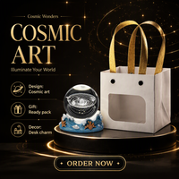 Veilleuse Boule de Cristal 3D Gravée au Laser, USB, Effet Océan Lumineux et Changeant de Couleur, Décoration de Bureau, Cadeau