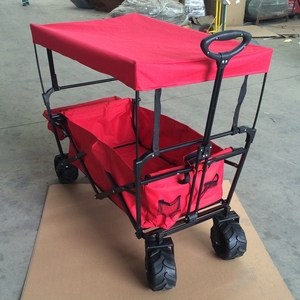 Chariot pliant de grande capacité de 120kg avec de grandes roues chromées robustes Chariot de pique-nique portable et de plage en métal - Product Image 2