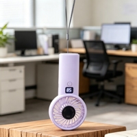 Ventilateur portable USB, mini ventilateur à main, moteur sans balais, ventilateur silencieux avec affichage LED pour le bureau, les voyages, l'extérieur, la voiture, le camping-car