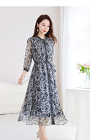 Robe d'été 2026 en soie de mûrier 100% pour femme, grande taille, col en V, imprimé georgette, amincissante, avec laçage, modèle usine