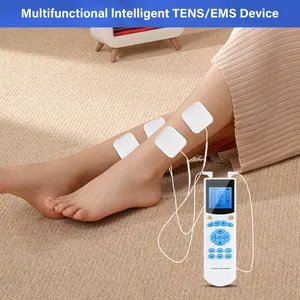 Unidad TENS de 4 canales Estimulador muscular 10 modos Masajeador de pulso eléctrico recargable Máquina Tens para aliviar el dolor