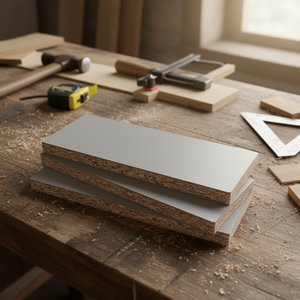 แผ่นไม้อัดปาร์ติเคิลบอร์ด 4x8 ฟุต ความหนาตามสั่ง เคลือบเมลามีนสีขาว ความหนาแน่นสูง สำหรับเฟอร์นิเจอร์ห้องครัวและห้องนอน - Product Image 2