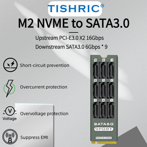 M.2 M Key ke 9 Port SATA 3.0 6Gbps Kartu Ekspansi PCIe Adaptor Penyimpanan RAID dengan Casing Logam - Product Image 2