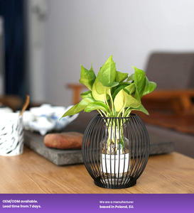 Bougeoirs en fil de métal noir lanterne pilier bougeoirs support de fleurs décoration de mariage centres de Table bougeoir - Product Image 4