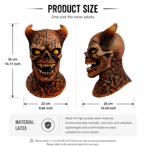 Masque de crâne de démon réaliste en latex, drôle, effrayant, <span class=keywords><strong>accessoire</strong></span> de costume d'Halloween, <span class=keywords><strong>accessoire</strong></span> de fête cosplay pour adulte, accessoires écologiques - Product Image 6