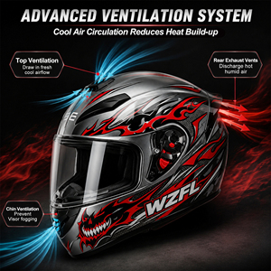 Casque de moto intégral DOT avec double visière, léger, modulaire, casque de moto rabattable - Product Image 4
