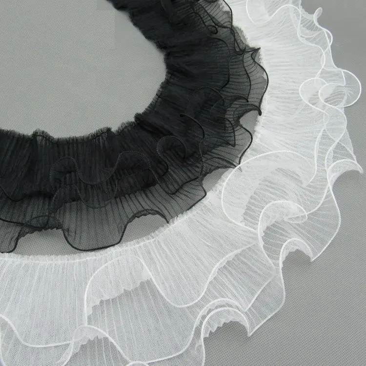 DIY Apparel Curtains 13cm Pleated mesh Tape Ribbon Ruffle Trims For Garment Skirt bridal lace trim