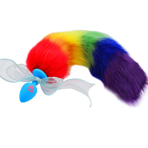 40cm arcobaleno coda di volpe Mini in metallo/Silicone Anal tappi Fetish Role <span class=keywords><strong>Play</strong></span> giocattoli alternativi prodotti per il sesso - Product Image 2