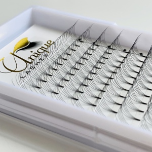 Extensions de cils professionnelles faites à la main, éventail large 0.07, courbure D, 8mm à 15mm, éventails préfabriqués 5D - Product Image 2
