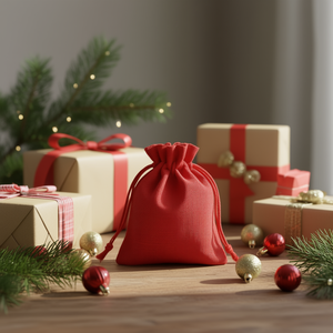 Sacchetto regalo in tela di juta rossa Ilan 15x20 cm per regali 2 pezzi - Product Image 2