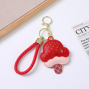 Nuevo Llavero de Cuero PU con Forma de Cono de Helado, Colgante Bonito para Bolsos, Llaves de Coche, Adorno Decorativo, Accesorios Elegantes para Mujer - Product Image 3