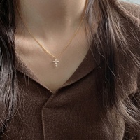 Collier Pendentif Croix en Argent Sterling 925 de Luxe avec Zircon Cubique Marquise pour Femme, Bijou de Mode pour Clavicule