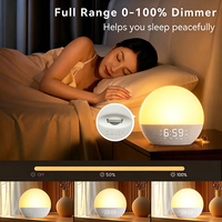 Réveil électronique en tissu avec lumière de réveil et alarme, lumière intelligente effet lever de soleil avec bruit blanc pour le sommeil