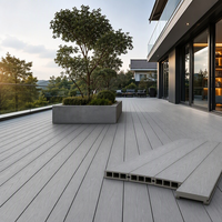 Tarima de WPC Moderna Ynori, Diseño de Madera Hueca, Color Gris Plateado, Tubo Cuadrado de 25 mm x 160 mm para Terraza, Resistente a los Rayos UV, Directo de Fábrica